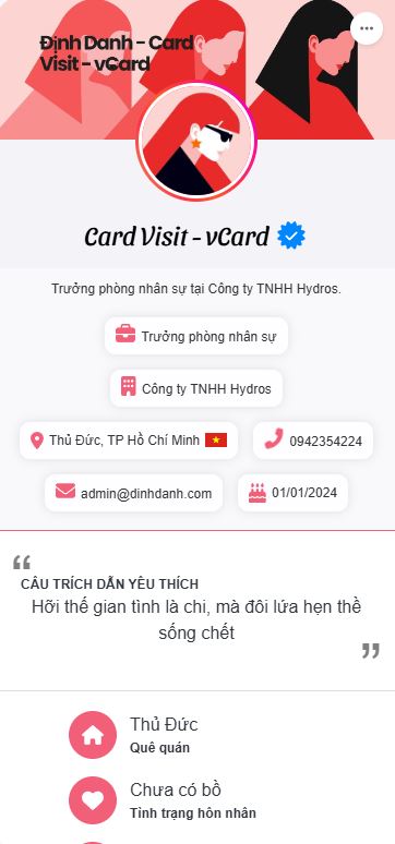 Link bio Card Visit Định Danh
