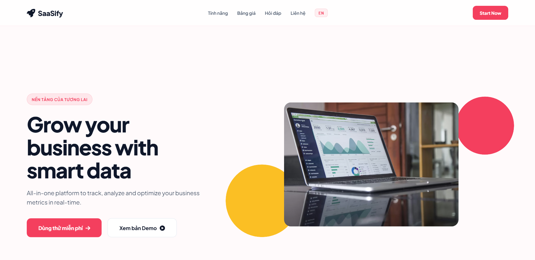 Trang giới thiệu Modern SaaS