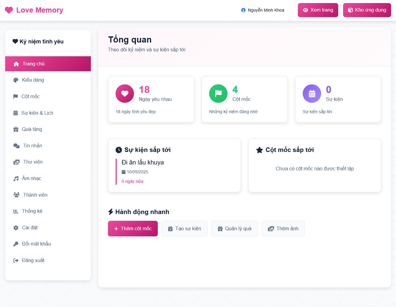 Bảng điều khiển ứng dụng