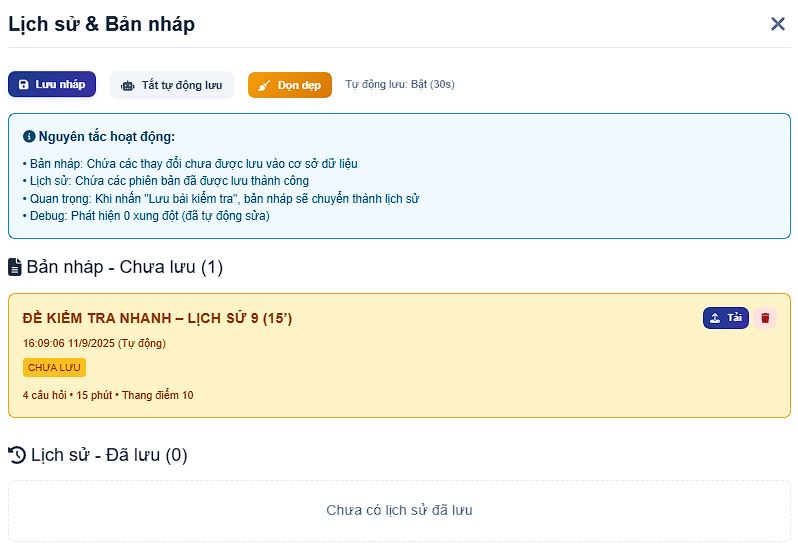 Lịch sử soạn bài kiểm tra